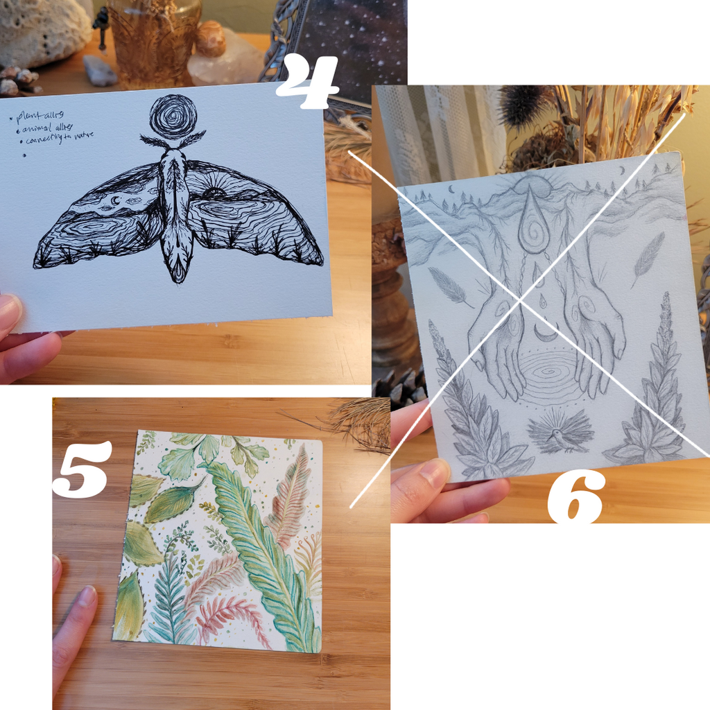 Three original pieces for art raffle fundraiser for Gaza by Cycles Journal