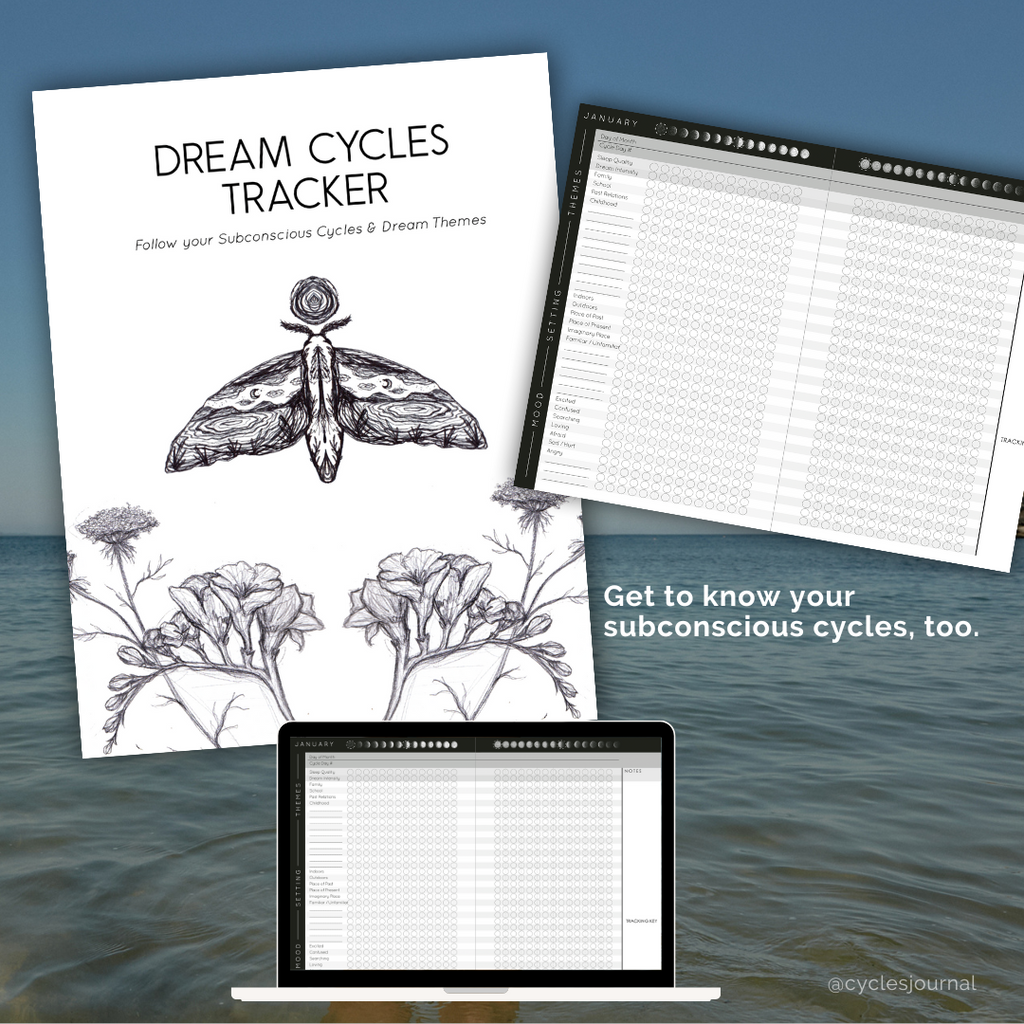 Printable PDF of dream cycles tracker made by Rachael Amber