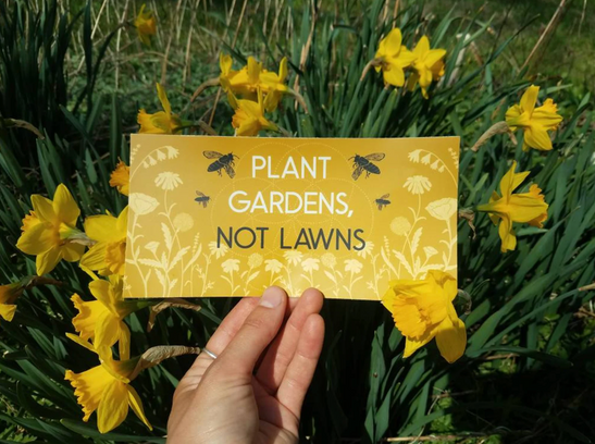 Plant Gardens Not Lawns - Vinyl Bumper Sticker