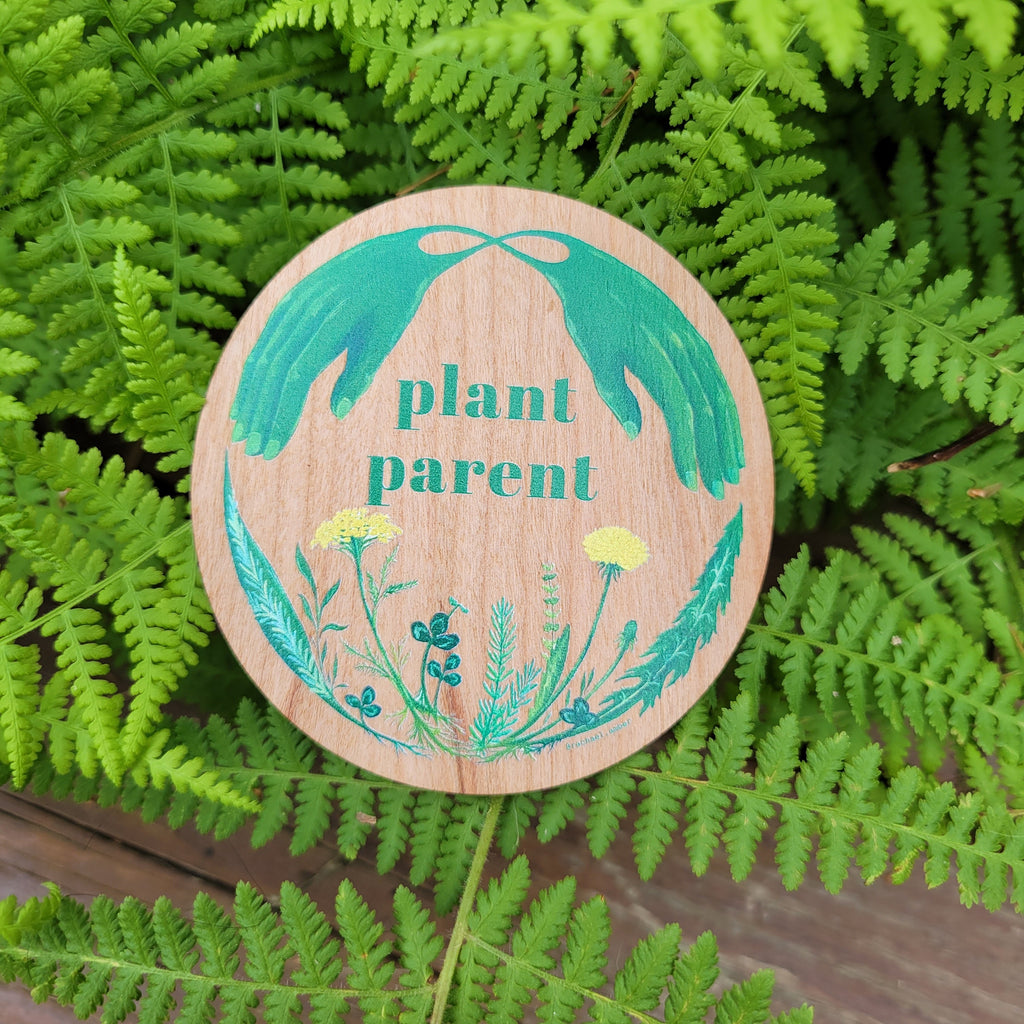 Colorful wooden stickers- plant parent