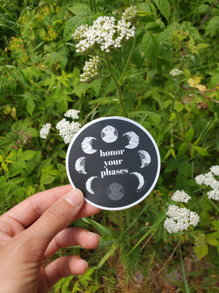 Wholesale – Honor Your Phases Vinyl Sticker - Cycles Journal – Healing Tools for Witches, Women & Womb-Holders