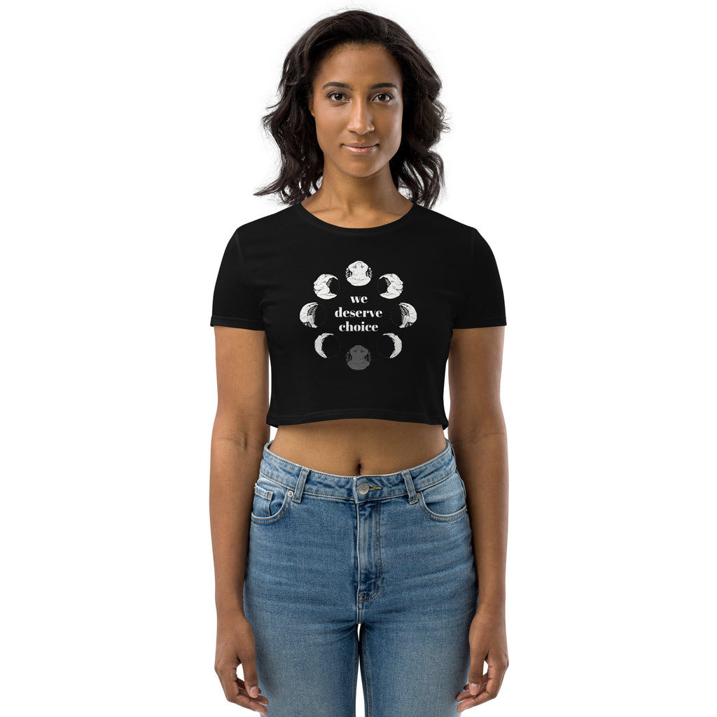 Fundraiser: We Deserve Choice – Organic Crop Top (Black) - Cycles Journal – Healing Tools for Witches, Women & Womb-Holders