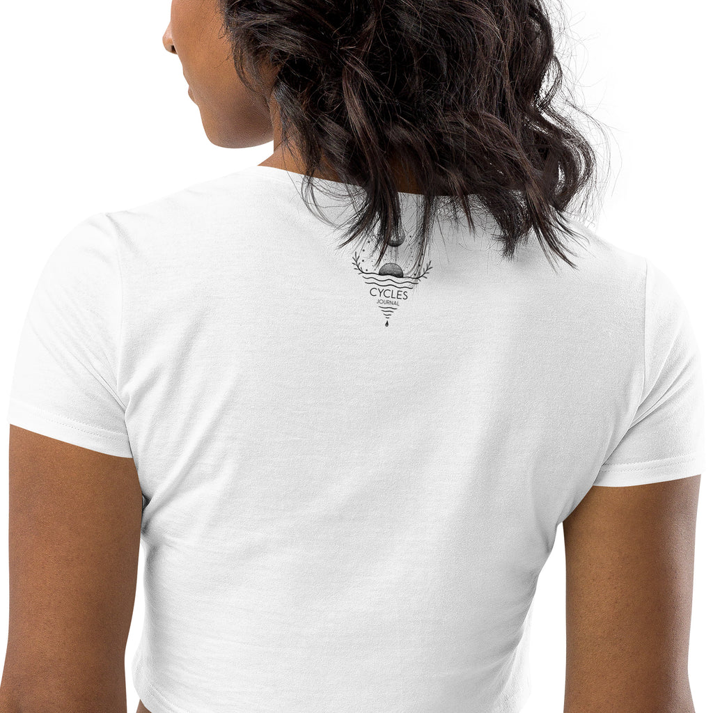 Fundraiser: We Deserve Choice – Organic Crop Top (White) - Cycles Journal – Healing Tools for Witches, Women & Womb-Holders